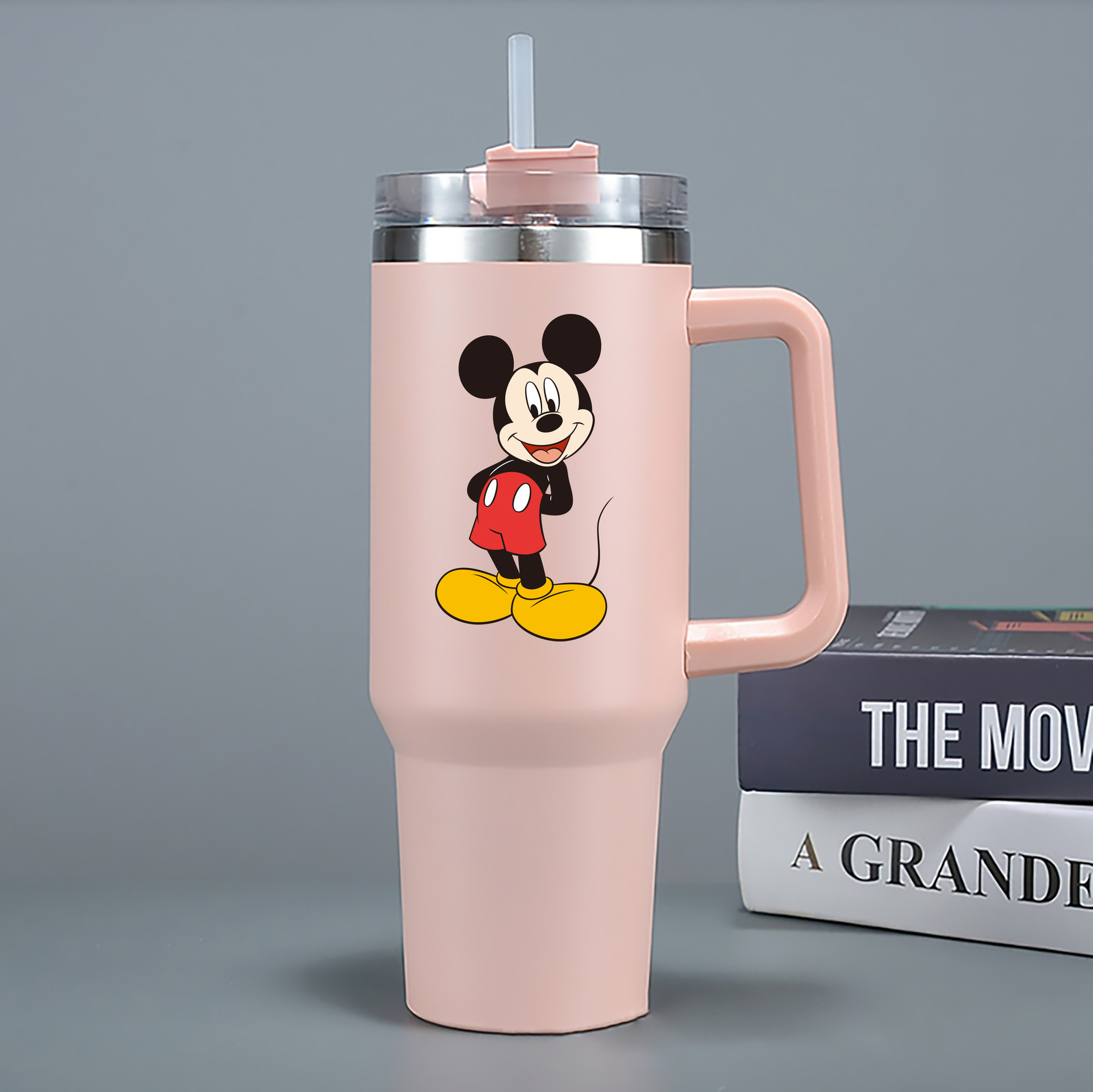 （画像用） ミッキーマウス Mickey Mouse 1200mL車用タンブラー - クリスタルステッカー（プラスチックストロー付き）